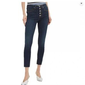 Veronica Beard Indigo Debbie High Rise Button Fly Skinny Jeans 25
